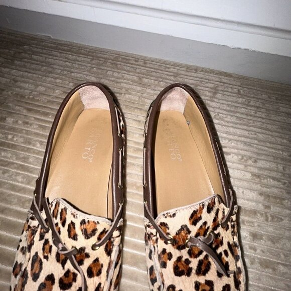 Franco Sarto Brown Leopard Calf Hair Leather Casual Slip On Loafers Size 6.5 - Picture 5 of 9